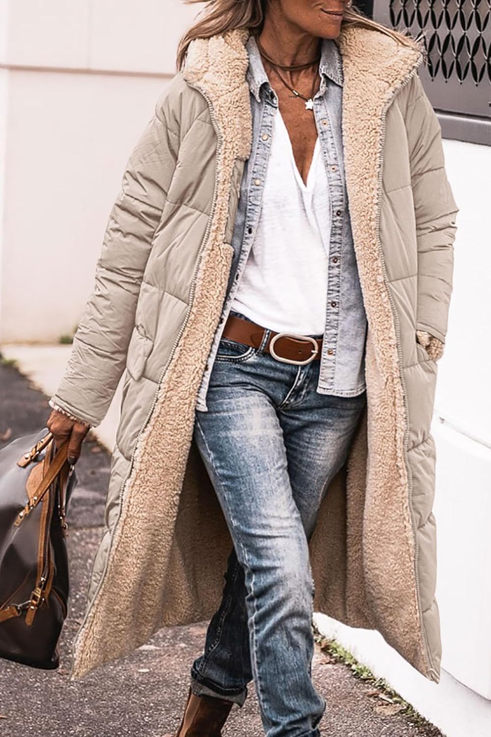 Women's 2024 Winter Fashion Clothes Oversized Shearling Fleece Long Coats Jackets