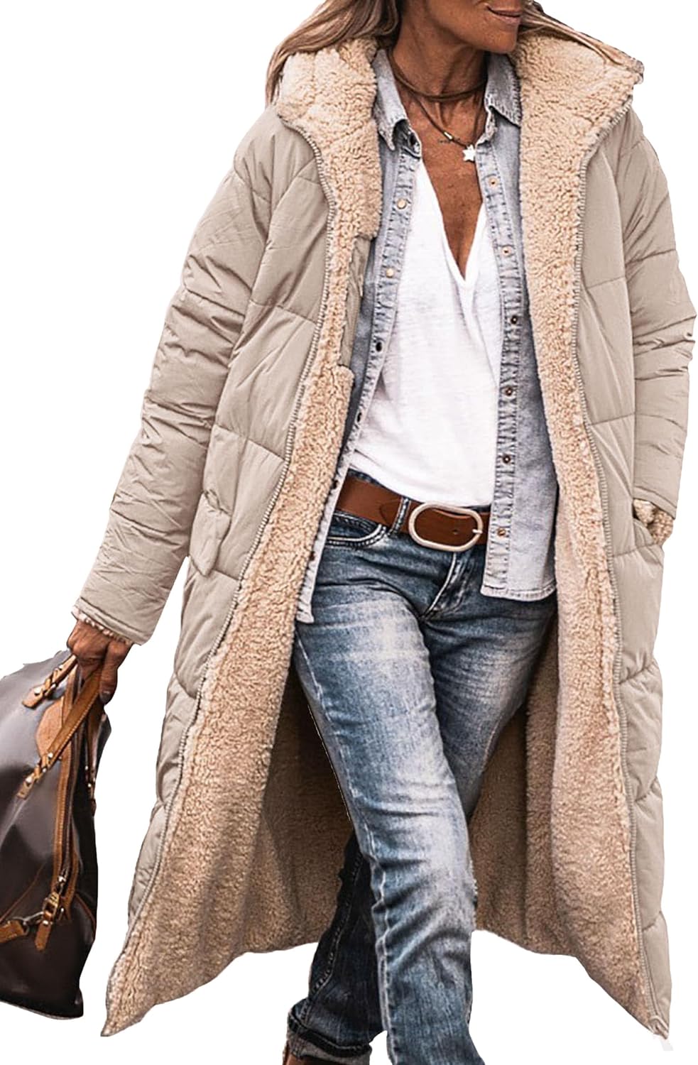 Women's 2024 Winter Fashion Clothes Oversized Shearling Fleece Long Coats Jackets