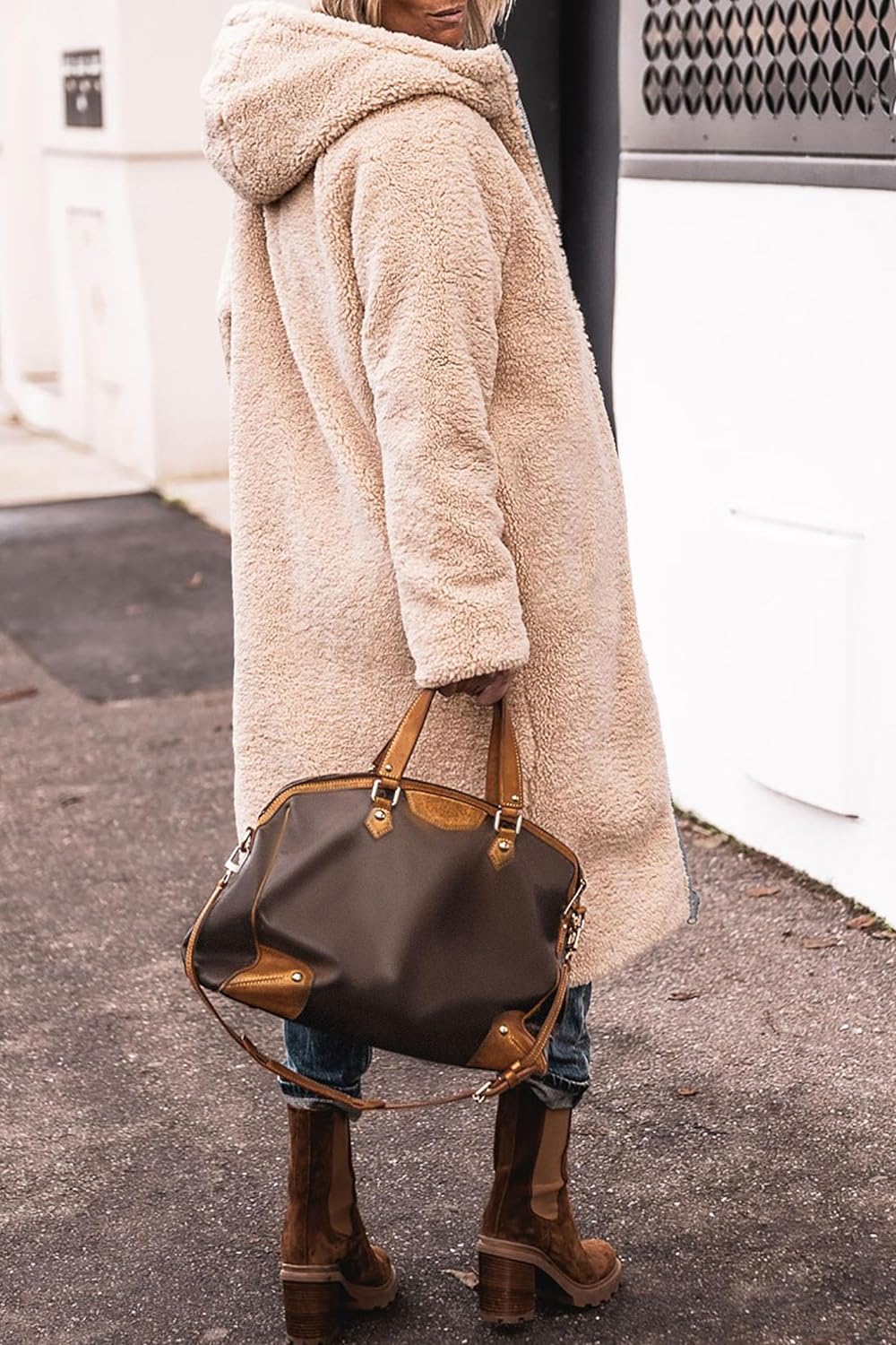 Women's 2024 Winter Fashion Clothes Oversized Shearling Fleece Long Coats Jackets