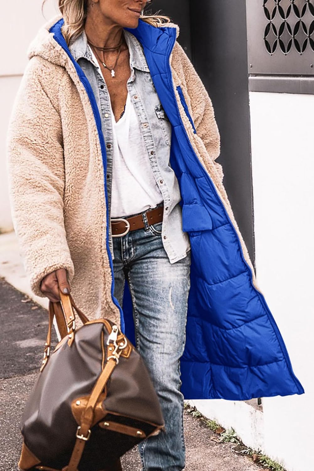 Women's 2024 Winter Fashion Clothes Oversized Shearling Fleece Long Coats Jackets