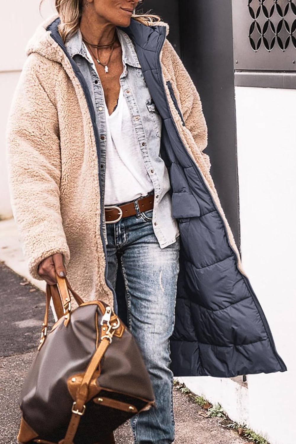 Women's 2024 Winter Fashion Clothes Oversized Shearling Fleece Long Coats Jackets