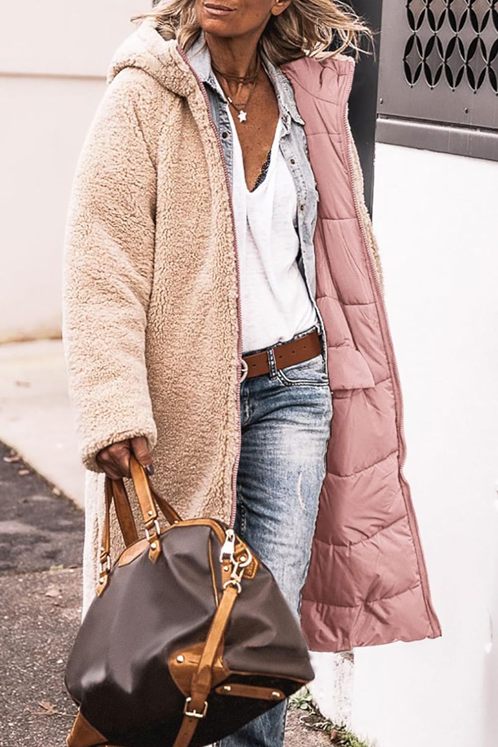 Women's 2024 Winter Fashion Clothes Oversized Shearling Fleece Long Coats Jackets