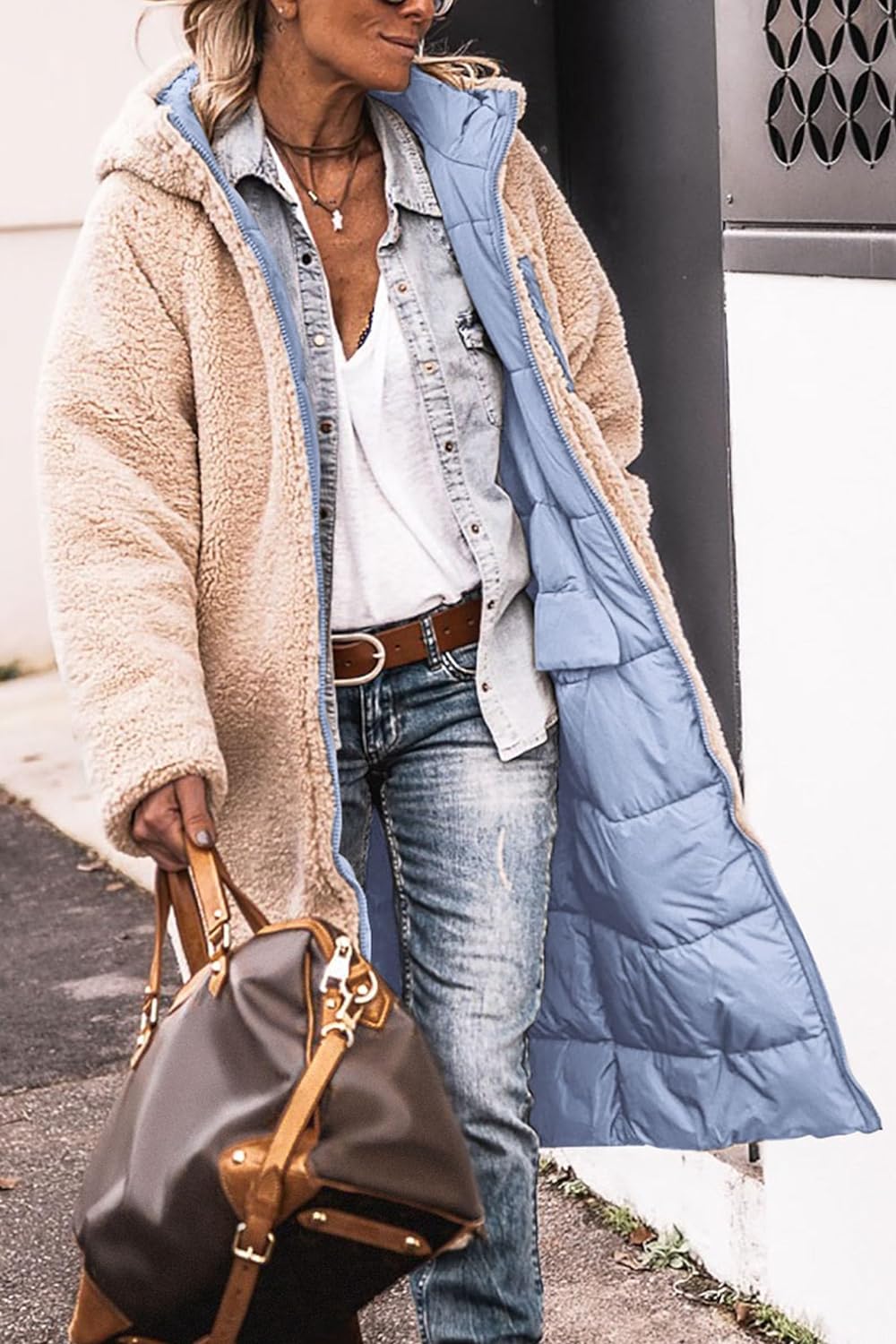 Women's 2024 Winter Fashion Clothes Oversized Shearling Fleece Long Coats Jackets