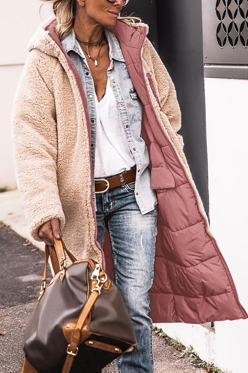 Women's 2024 Winter Fashion Clothes Oversized Shearling Fleece Long Coats Jackets