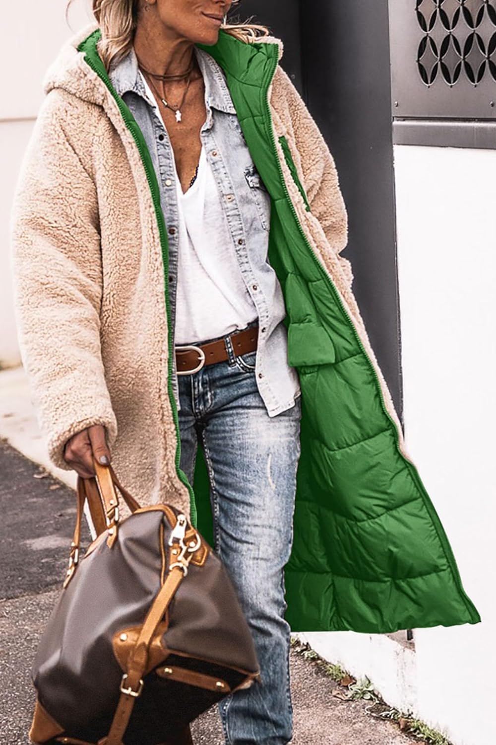 Women's 2024 Winter Fashion Clothes Oversized Shearling Fleece Long Coats Jackets