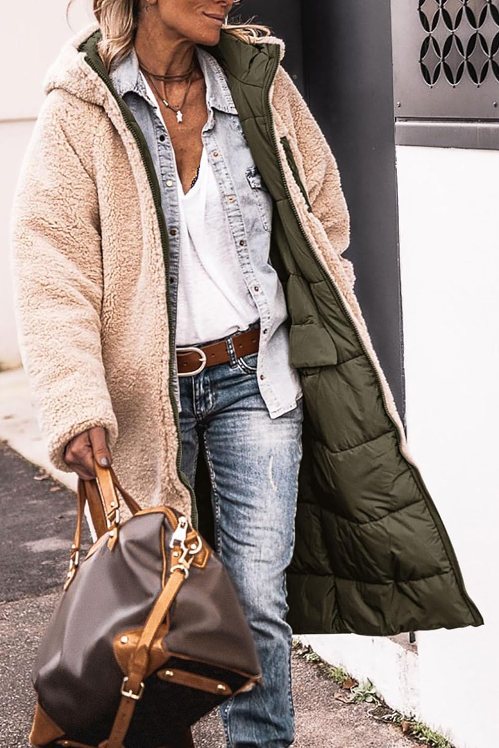 Women's 2024 Winter Fashion Clothes Oversized Shearling Fleece Long Coats Jackets