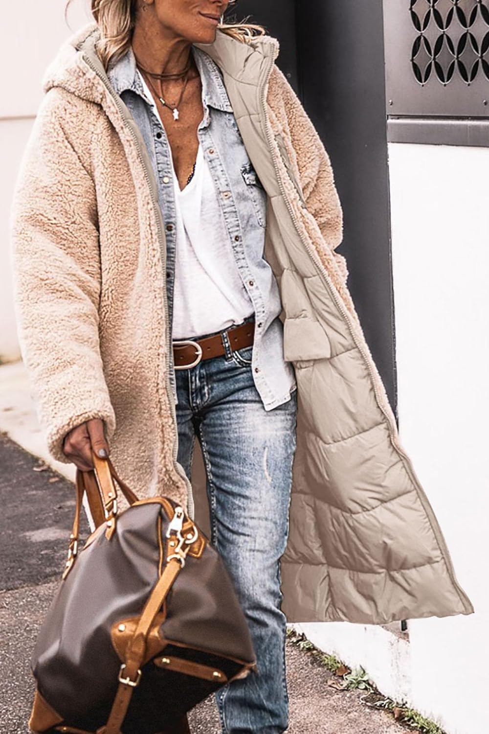 Women's 2024 Winter Fashion Clothes Oversized Shearling Fleece Long Coats Jackets