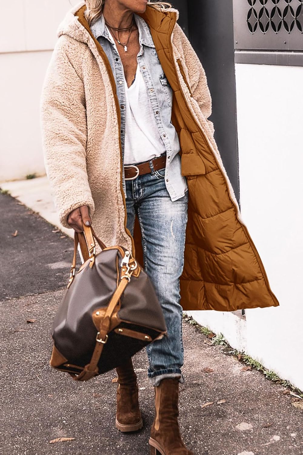 Women's 2024 Winter Fashion Clothes Oversized Shearling Fleece Long Coats Jackets