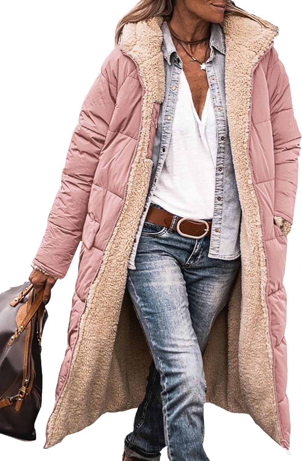 Women's 2024 Winter Fashion Clothes Oversized Shearling Fleece Long Coats Jackets