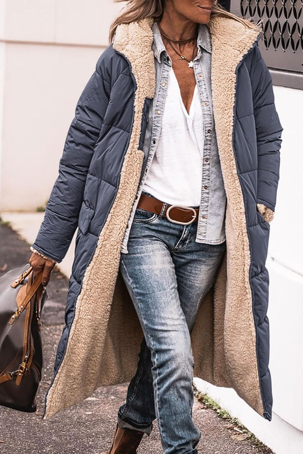 Women's 2024 Winter Fashion Clothes Oversized Shearling Fleece Long Coats Jackets