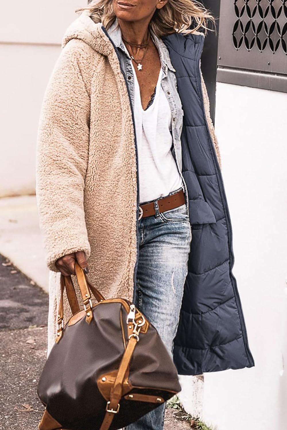 Women's 2024 Winter Fashion Clothes Oversized Shearling Fleece Long Coats Jackets