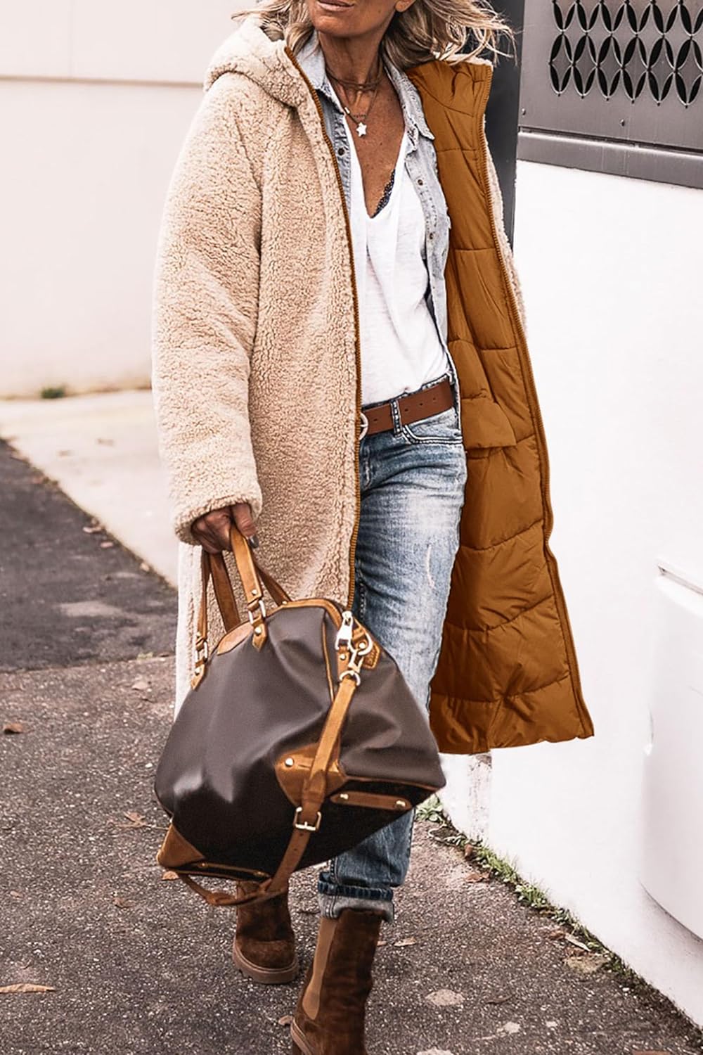 Women's 2024 Winter Fashion Clothes Oversized Shearling Fleece Long Coats Jackets