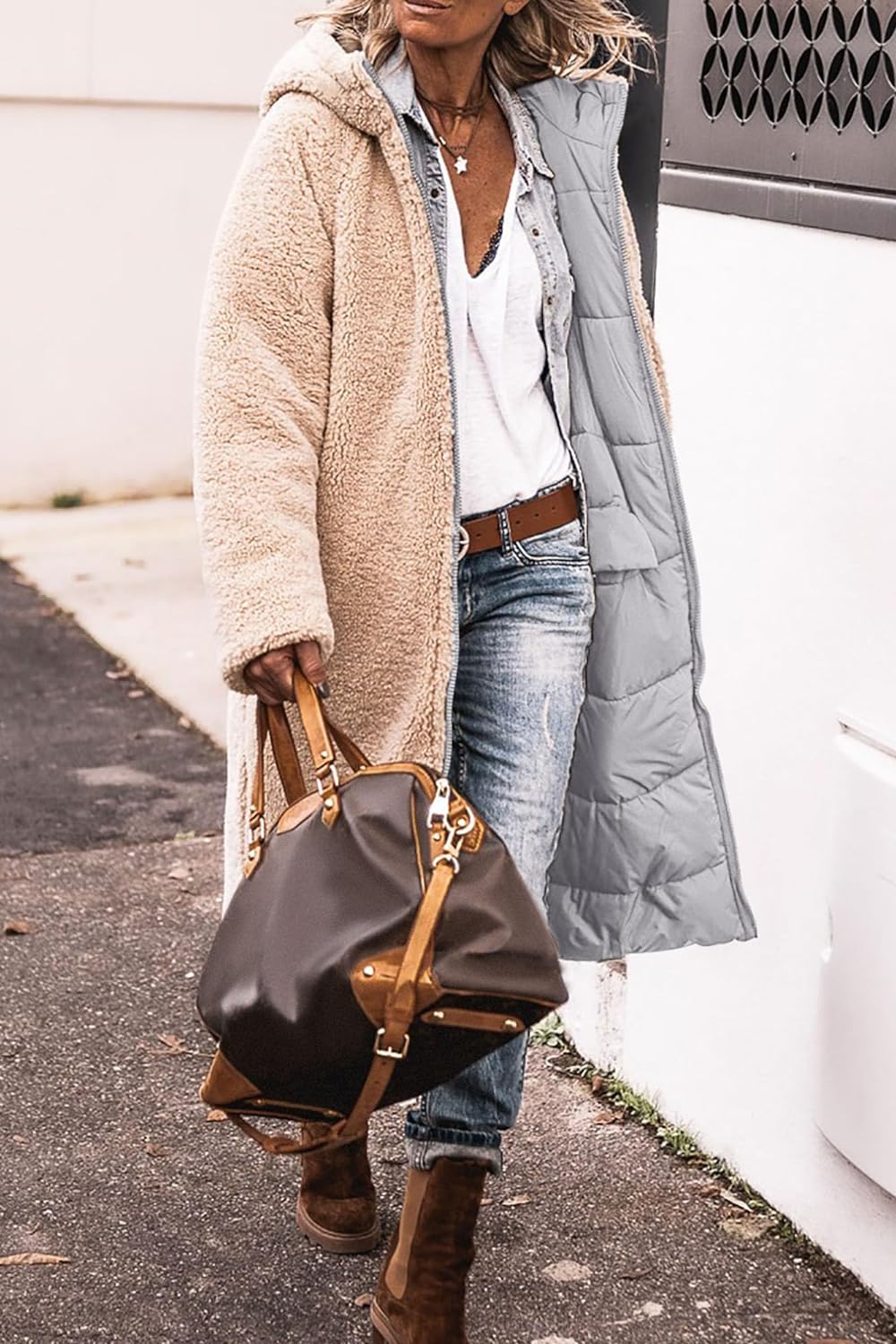 Women's 2024 Winter Fashion Clothes Oversized Shearling Fleece Long Coats Jackets