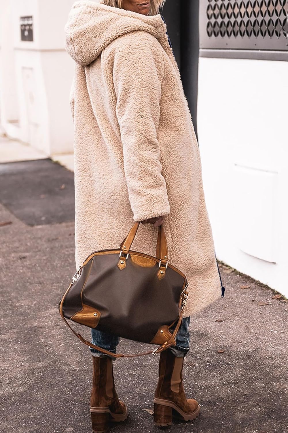 Women's 2024 Winter Fashion Clothes Oversized Shearling Fleece Long Coats Jackets