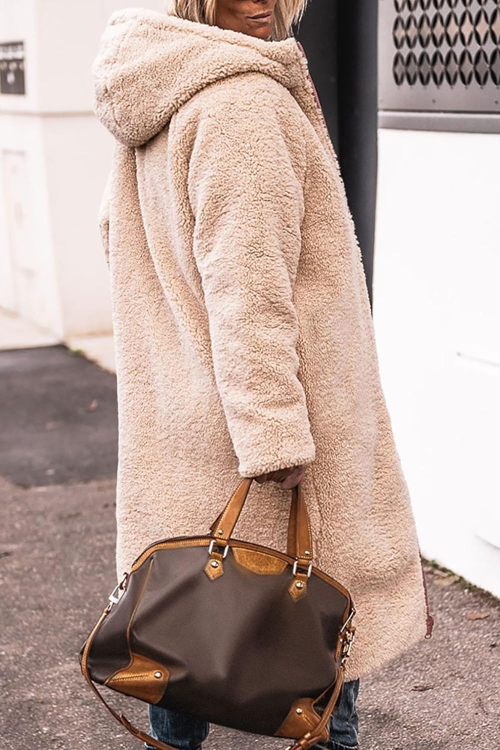 Women's 2024 Winter Fashion Clothes Oversized Shearling Fleece Long Coats Jackets