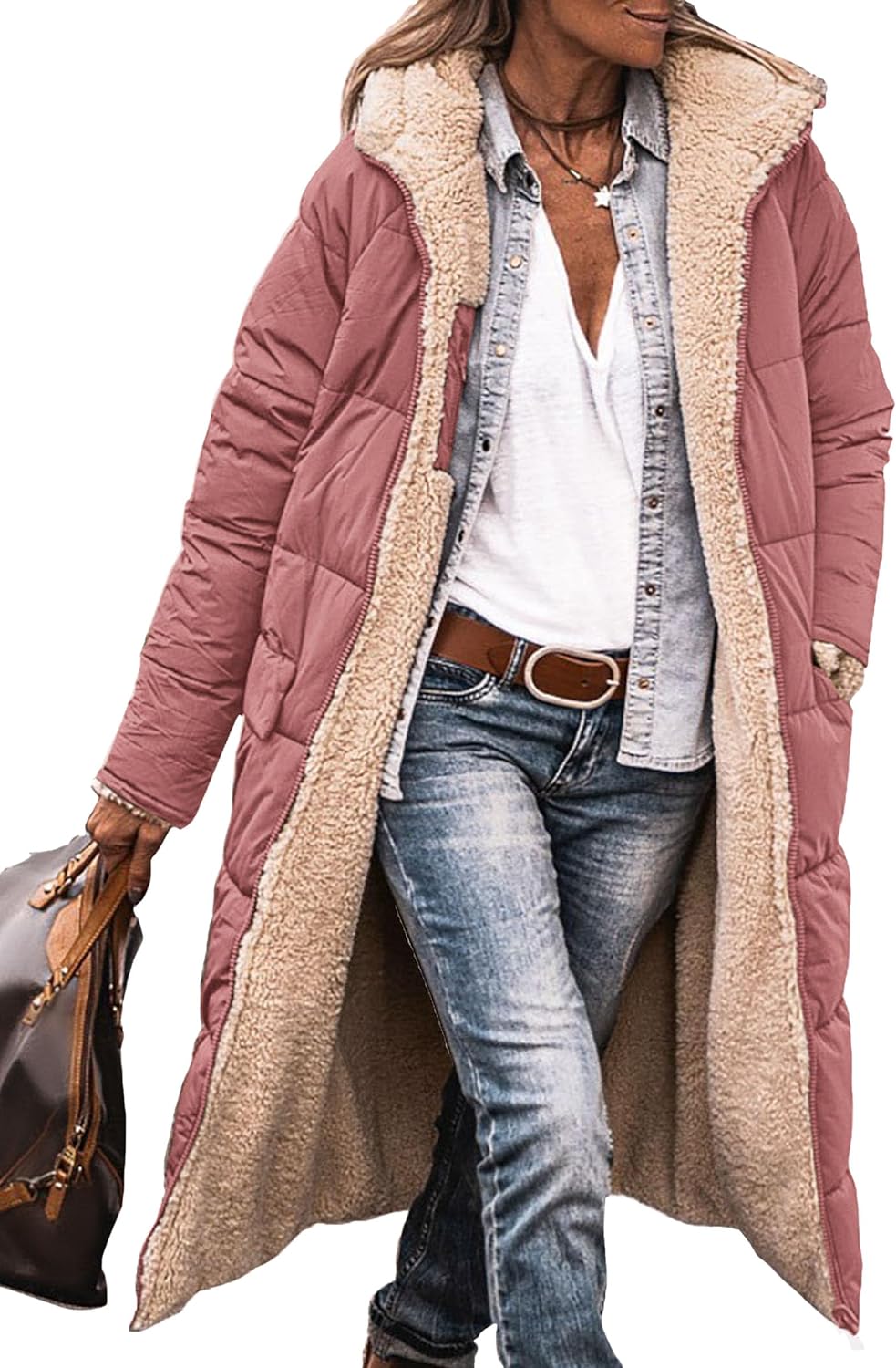 Women's 2024 Winter Fashion Clothes Oversized Shearling Fleece Long Coats Jackets