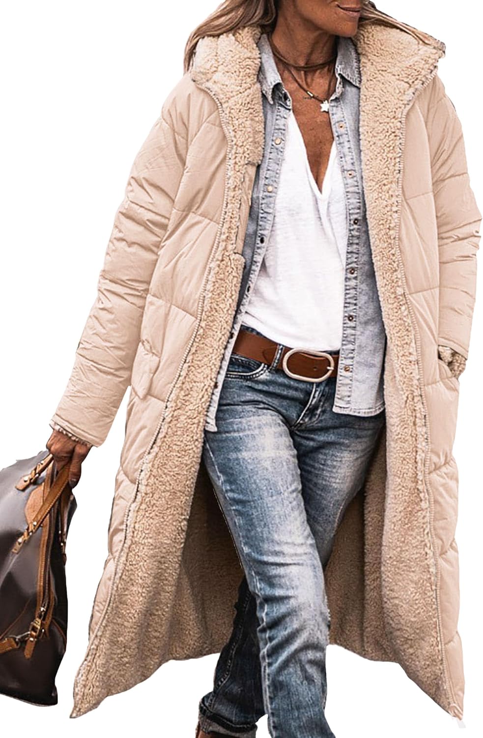 Women's 2024 Winter Fashion Clothes Oversized Shearling Fleece Long Coats Jackets