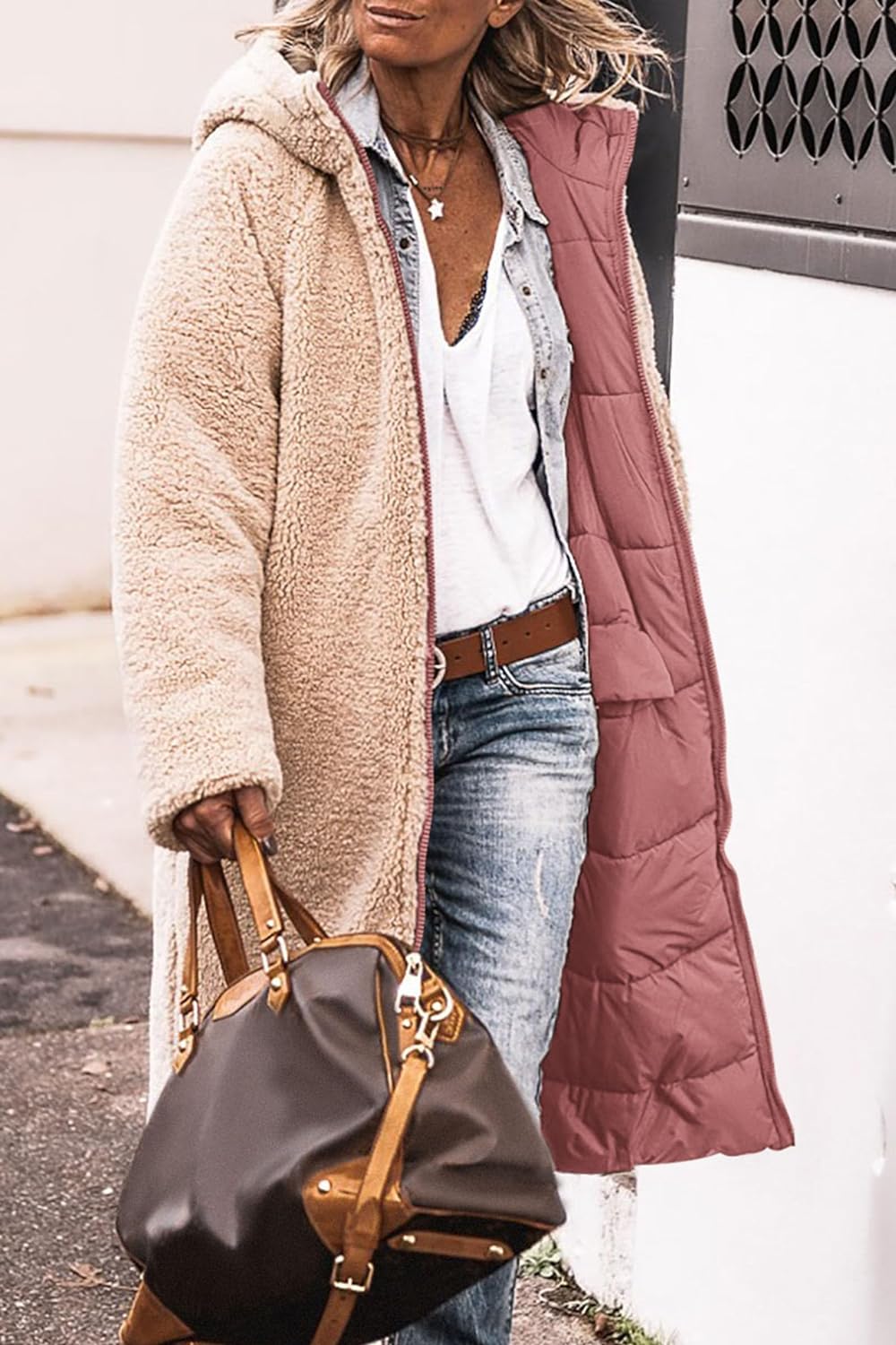 Women's 2024 Winter Fashion Clothes Oversized Shearling Fleece Long Coats Jackets