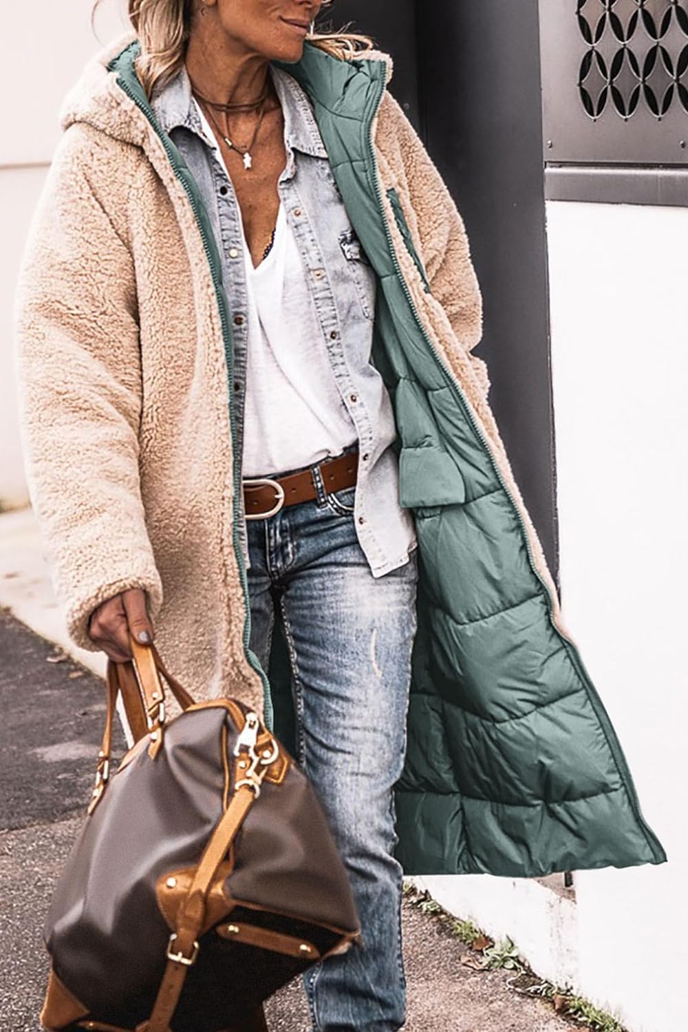 Women's 2024 Winter Fashion Clothes Oversized Shearling Fleece Long Coats Jackets