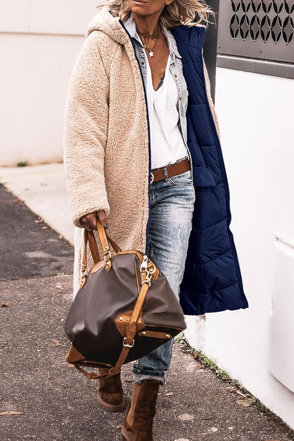 Women's 2024 Winter Fashion Clothes Oversized Shearling Fleece Long Coats Jackets