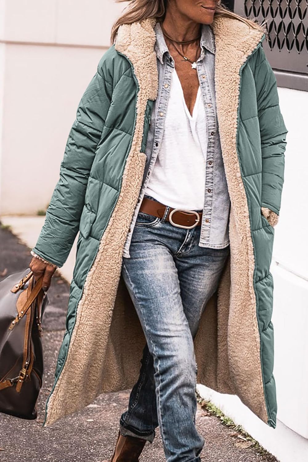 Women's 2024 Winter Fashion Clothes Oversized Shearling Fleece Long Coats Jackets