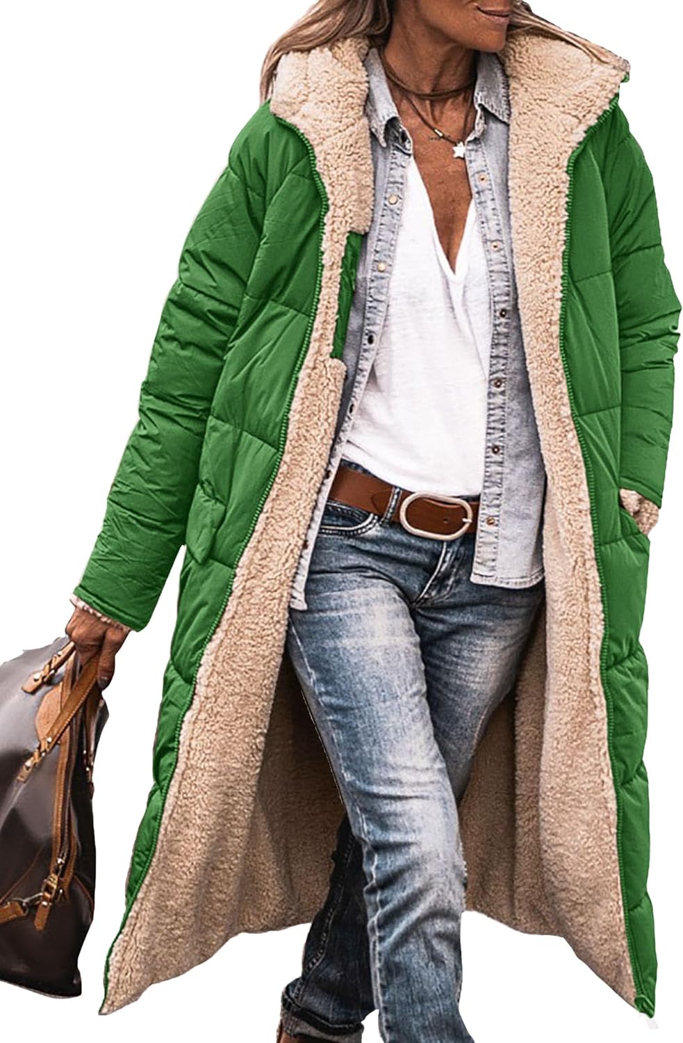 Women's 2024 Winter Fashion Clothes Oversized Shearling Fleece Long Coats Jackets