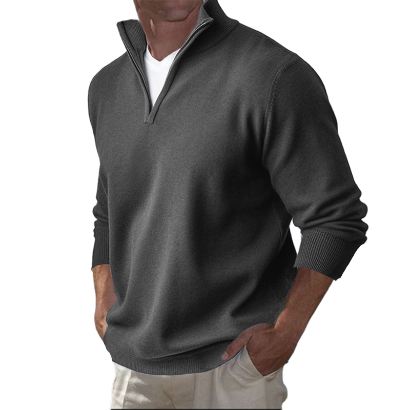 Men's Business Three-Quarter Zip Cotton Polo Shirt