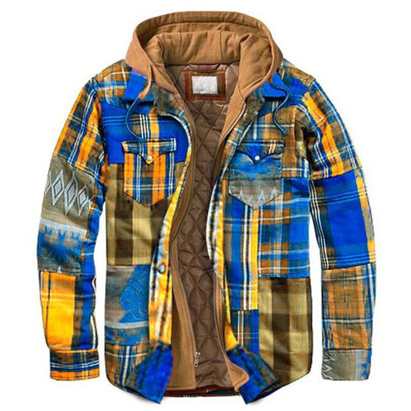 Mens Winter Plaid Thick Casual Jacket