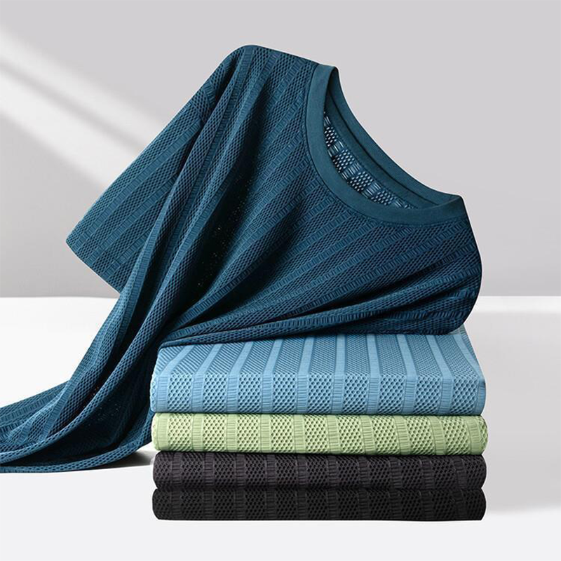 Men's Summer Thin Ice Silk Short Sleeve T-Shirt