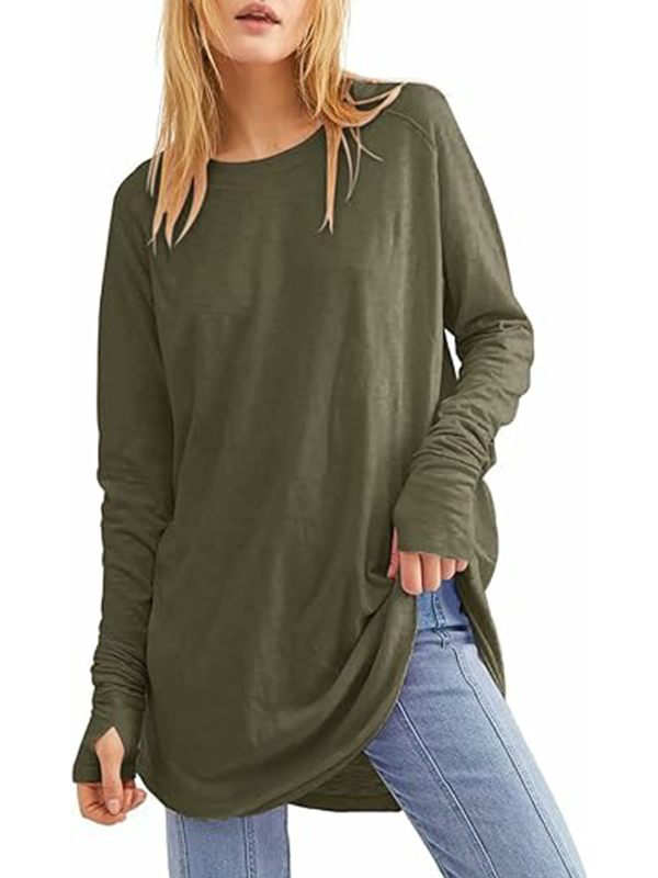 Women's Casual Loose T-Shirts with Thumb Holes 