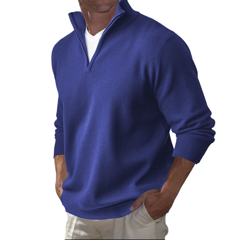 Men's Business Three-Quarter Zip Cotton Polo Shirt