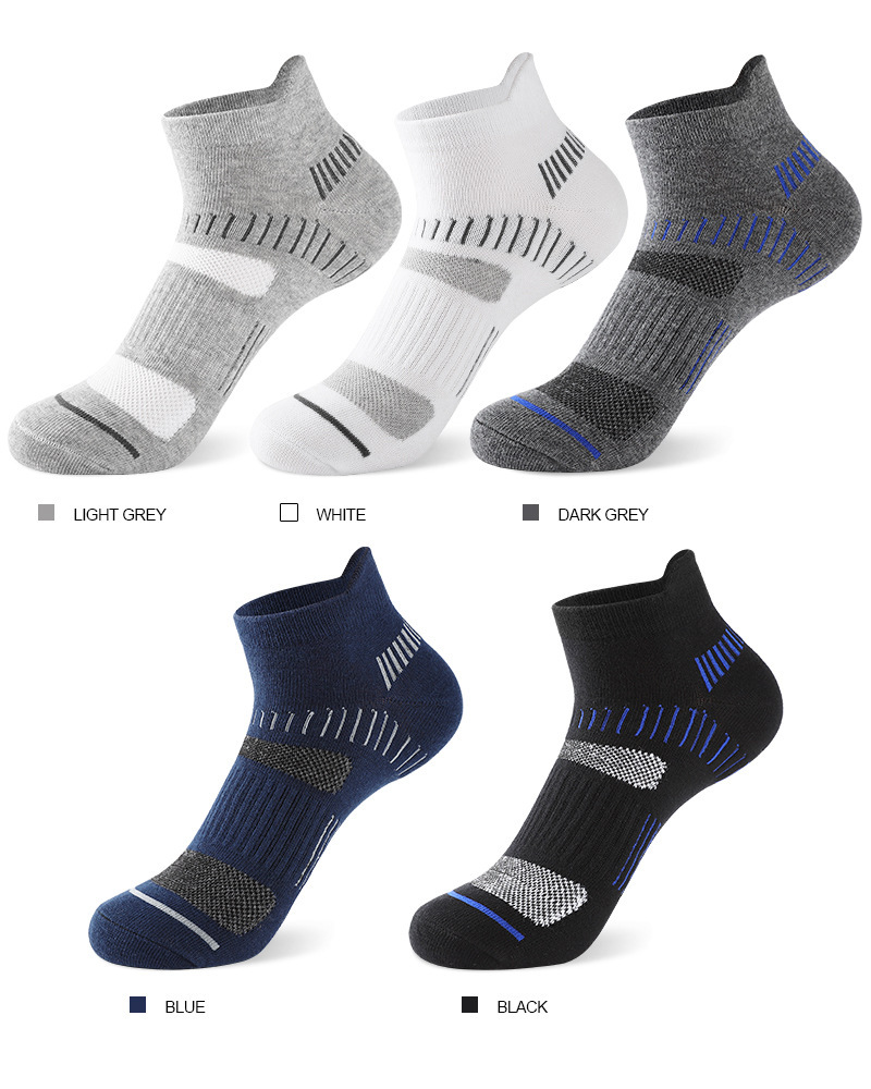 Men's 5 Pairs Socks Ankle Socks Running Socks Black White Color Color Block Casual Daily Medium Spring, Fall, Winter, Summer Stylish