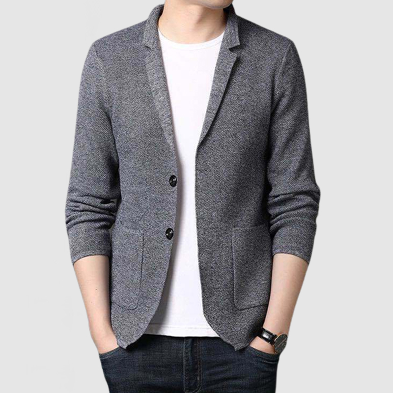 Men's Fashion Casual Lapel Two Wear Long Sleeve Cardigan