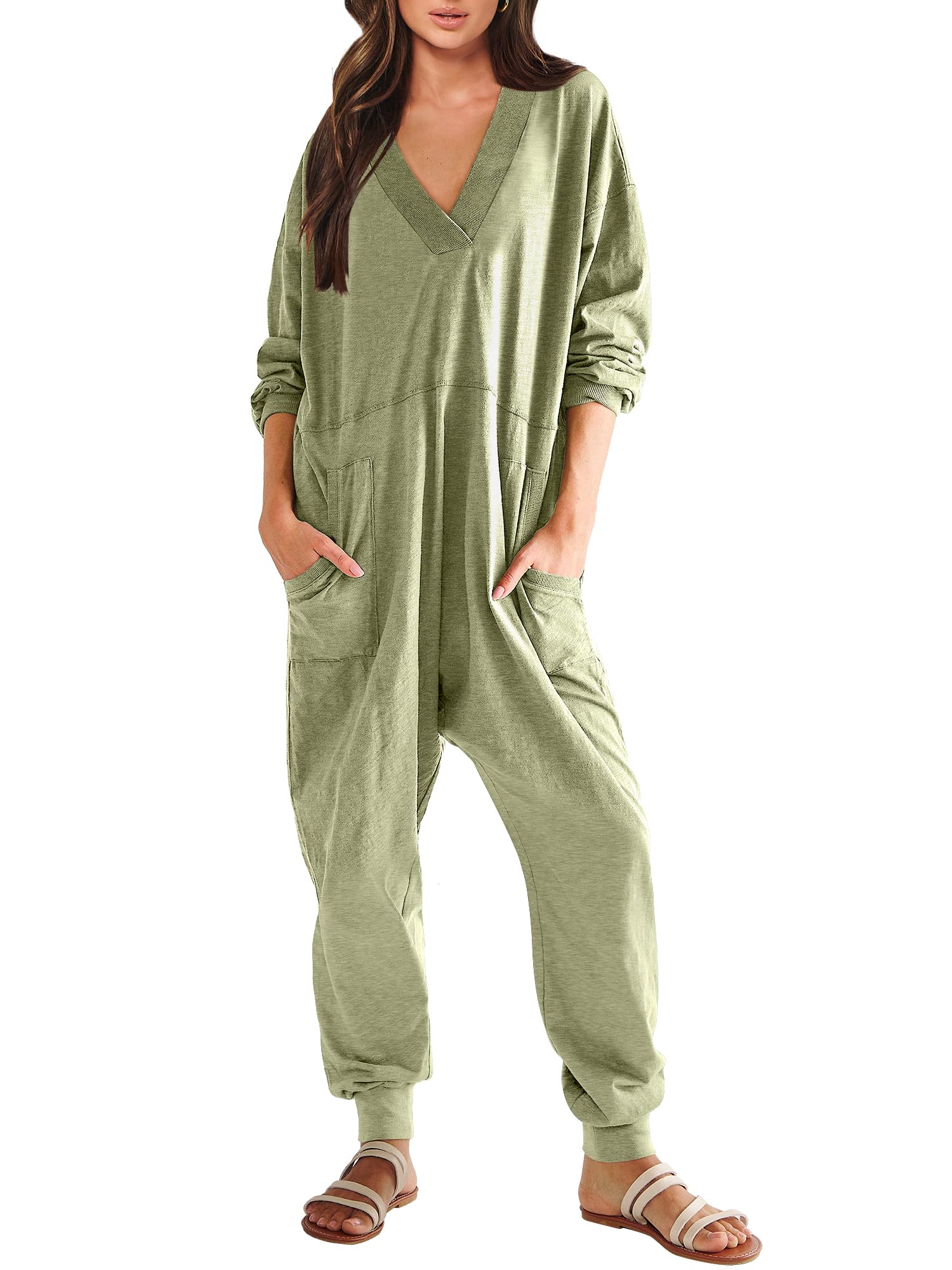 2024 New Women's Loose Long Sleeve Jumpsuit with Pockets 