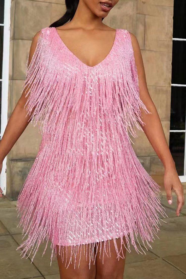 Euphoria Shimmer Fringe Dress