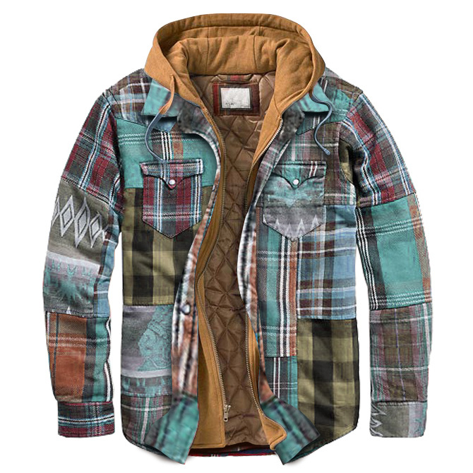 Mens Winter Plaid Thick Casual Jacket