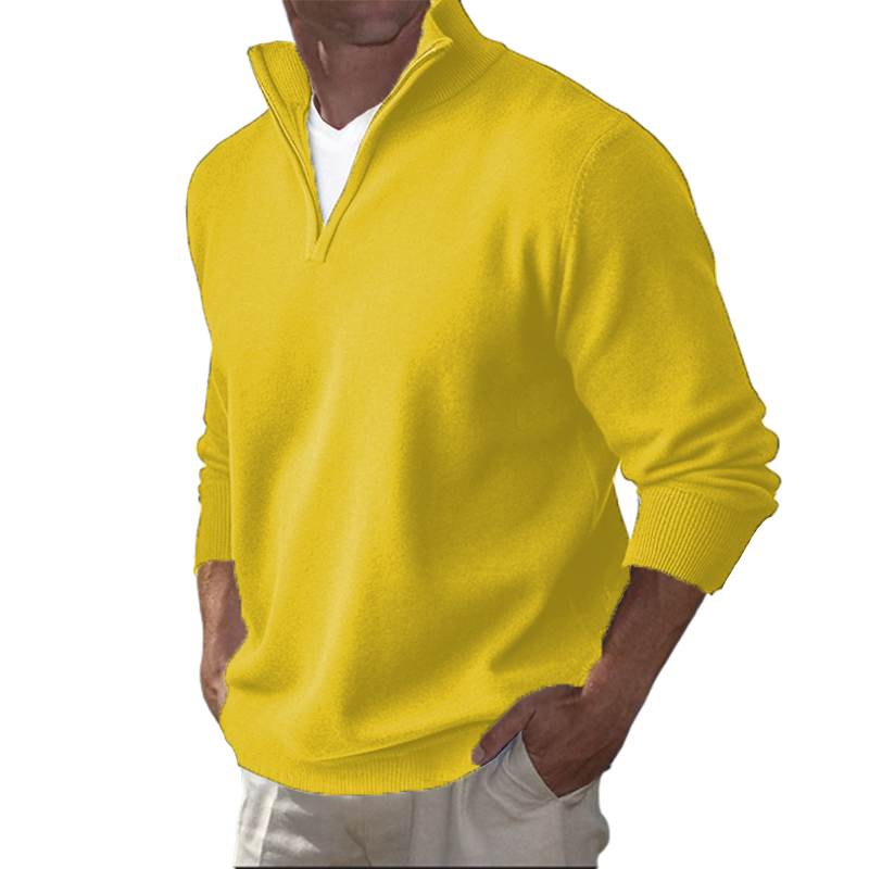 Men's Business Three-Quarter Zip Cotton Polo Shirt