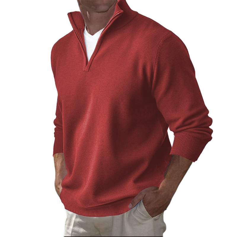 Men's Business Three-Quarter Zip Cotton Polo Shirt