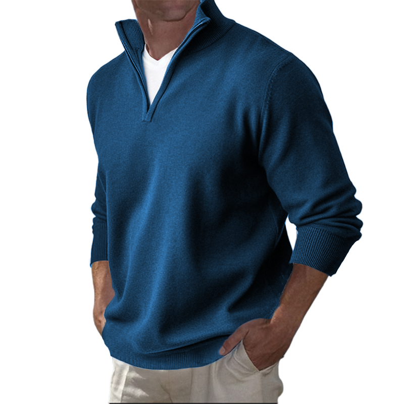 Men's Business Three-Quarter Zip Cotton Polo Shirt