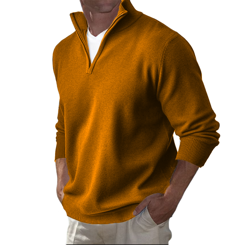 Men's Business Three-Quarter Zip Cotton Polo Shirt