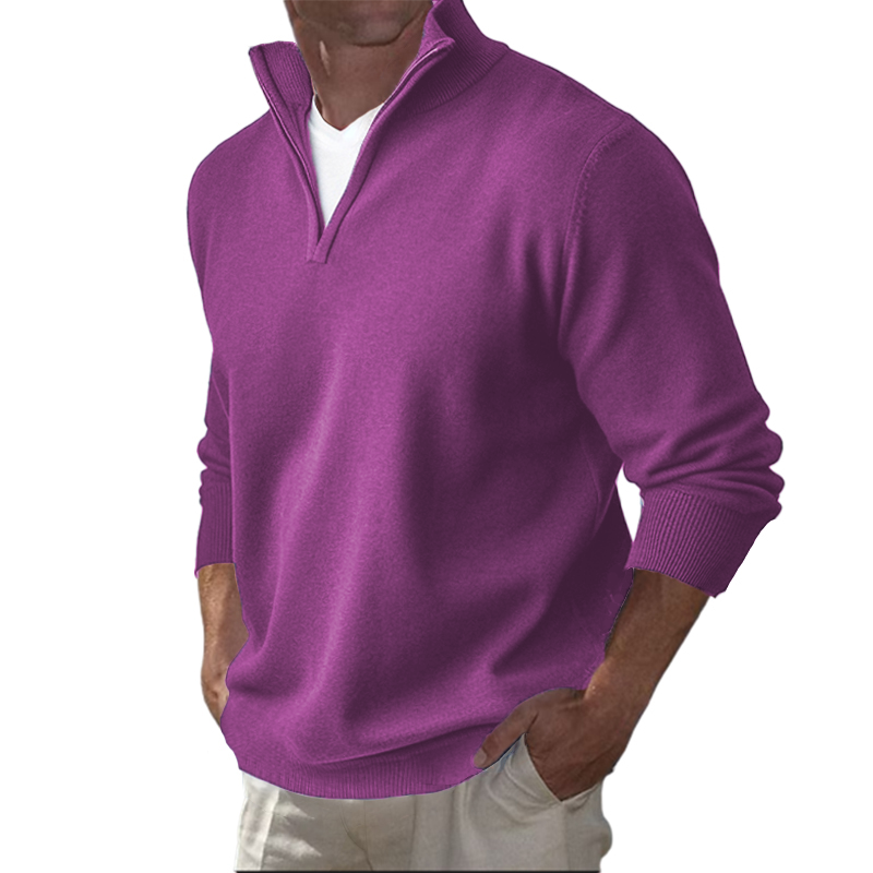 Men's Business Three-Quarter Zip Cotton Polo Shirt