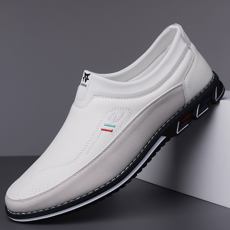 Men's Casual Slip-On Loafers - Brown and Black Breathable Leather Shoes for Everyday Wear 2024 - US $40.99 –P7