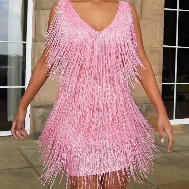 Euphoria Shimmer Fringe Dress
