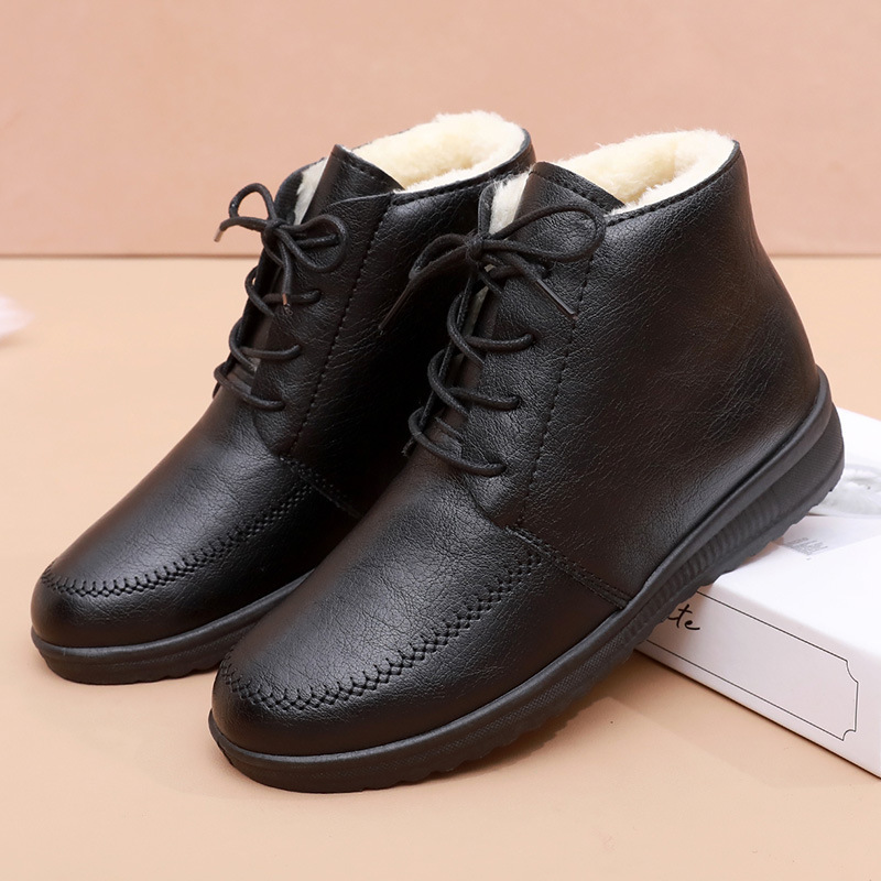 Winter-Schnürstiefel mit warmem Fell für Damen