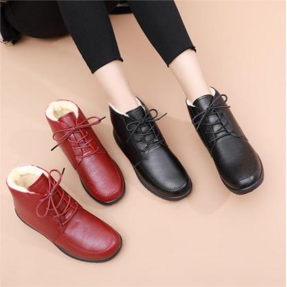 Winter-Schnürstiefel mit warmem Fell für Damen