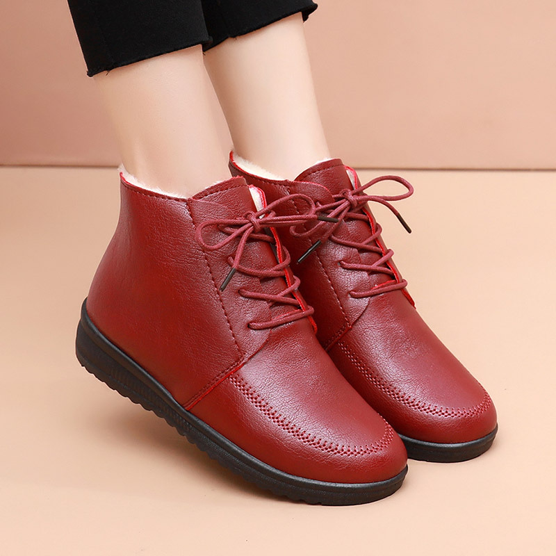 Winter-Schnürstiefel mit warmem Fell für Damen