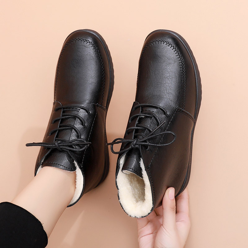 Winter-Schnürstiefel mit warmem Fell für Damen
