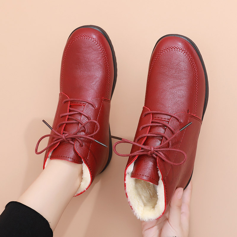 Winter-Schnürstiefel mit warmem Fell für Damen