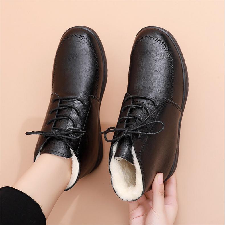 Winter-Schnürstiefel mit warmem Fell für Damen