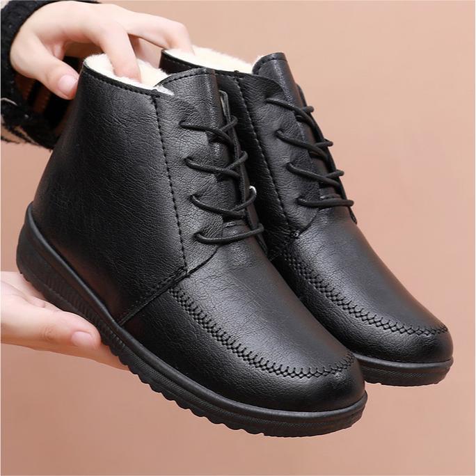 Winter-Schnürstiefel mit warmem Fell für Damen